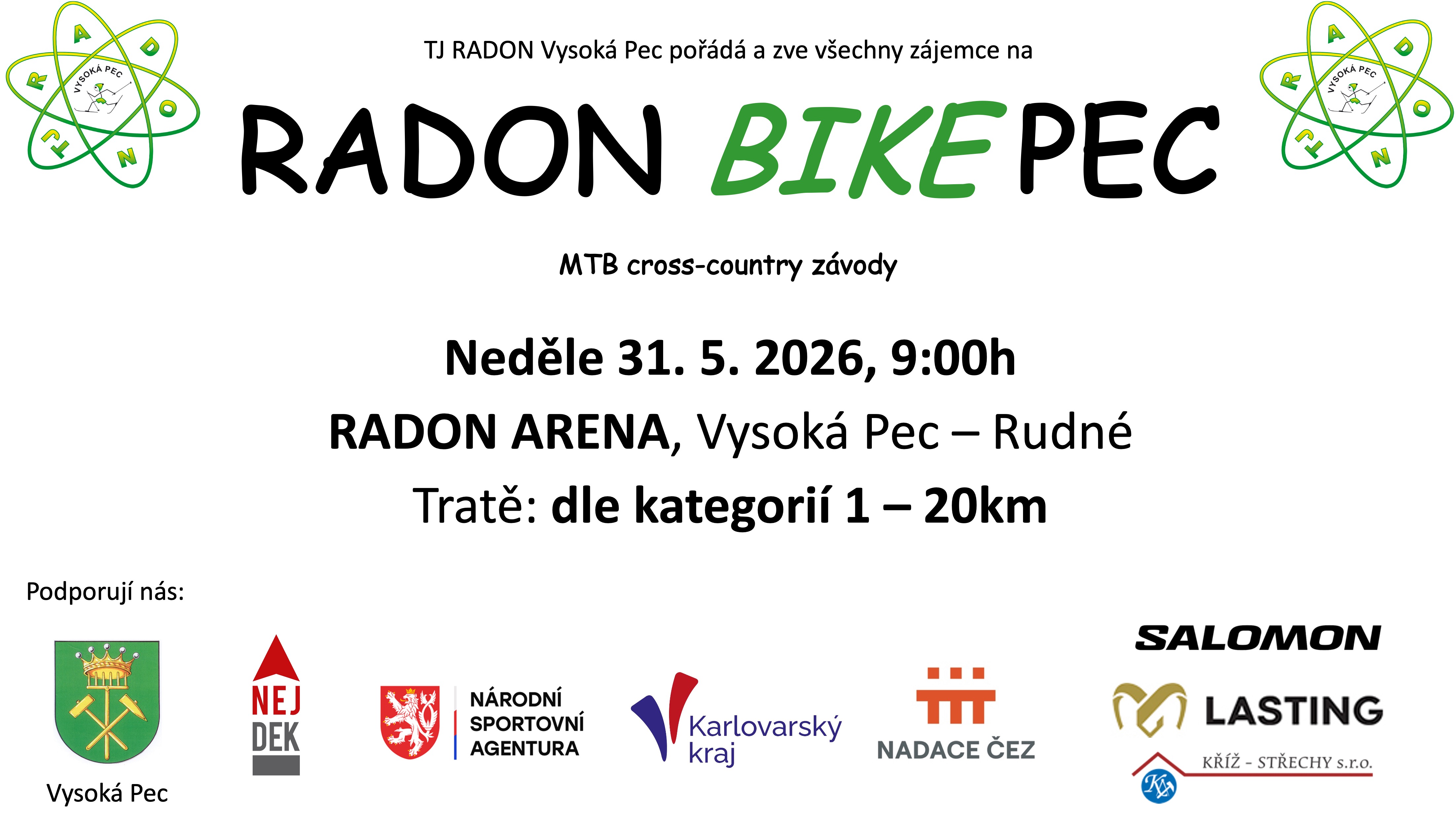 POZVÁNKA NA PŘÁTELSKÝ ZÁVOD MIMO PKK - RADON BIKE PEC - 31.05.2026